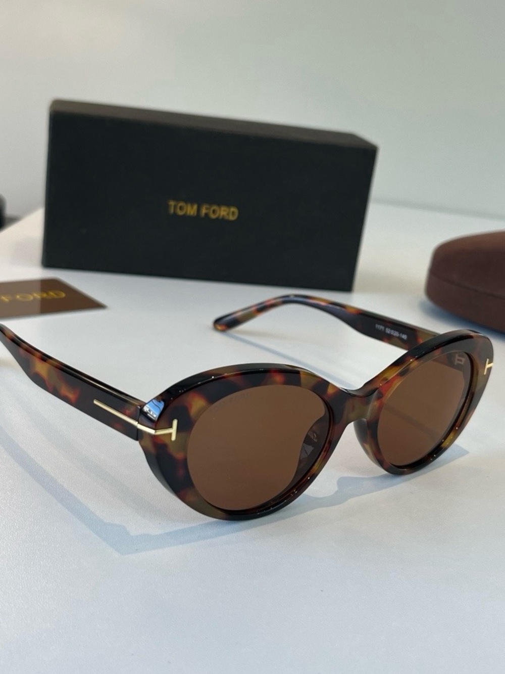 Tom Ford Tortoise Frame Pilot Sunglasses with Case